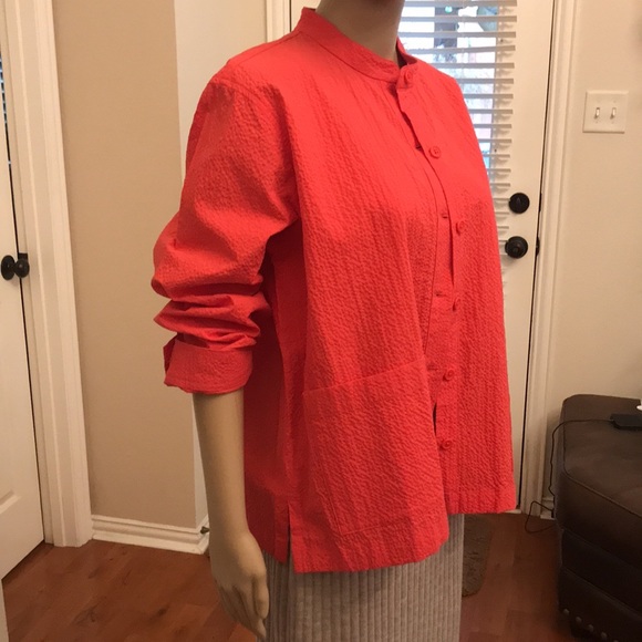 Organic Cotton watermelon Pucker Mandarin Collar Jacket - Sz L - Picture 6 of 11